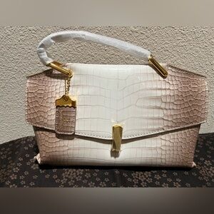 Gradient white & smoky color bag, alligator leather texture,with shoulder strap